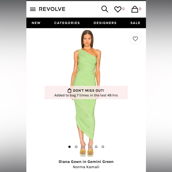 Norma Kamali Diana One Shoulder Ruched Gown Gemini Green XXS - Picture 9 of 12